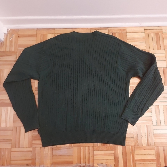 Izod green v neck cable knit sweater size XL - Picture 6 of 6